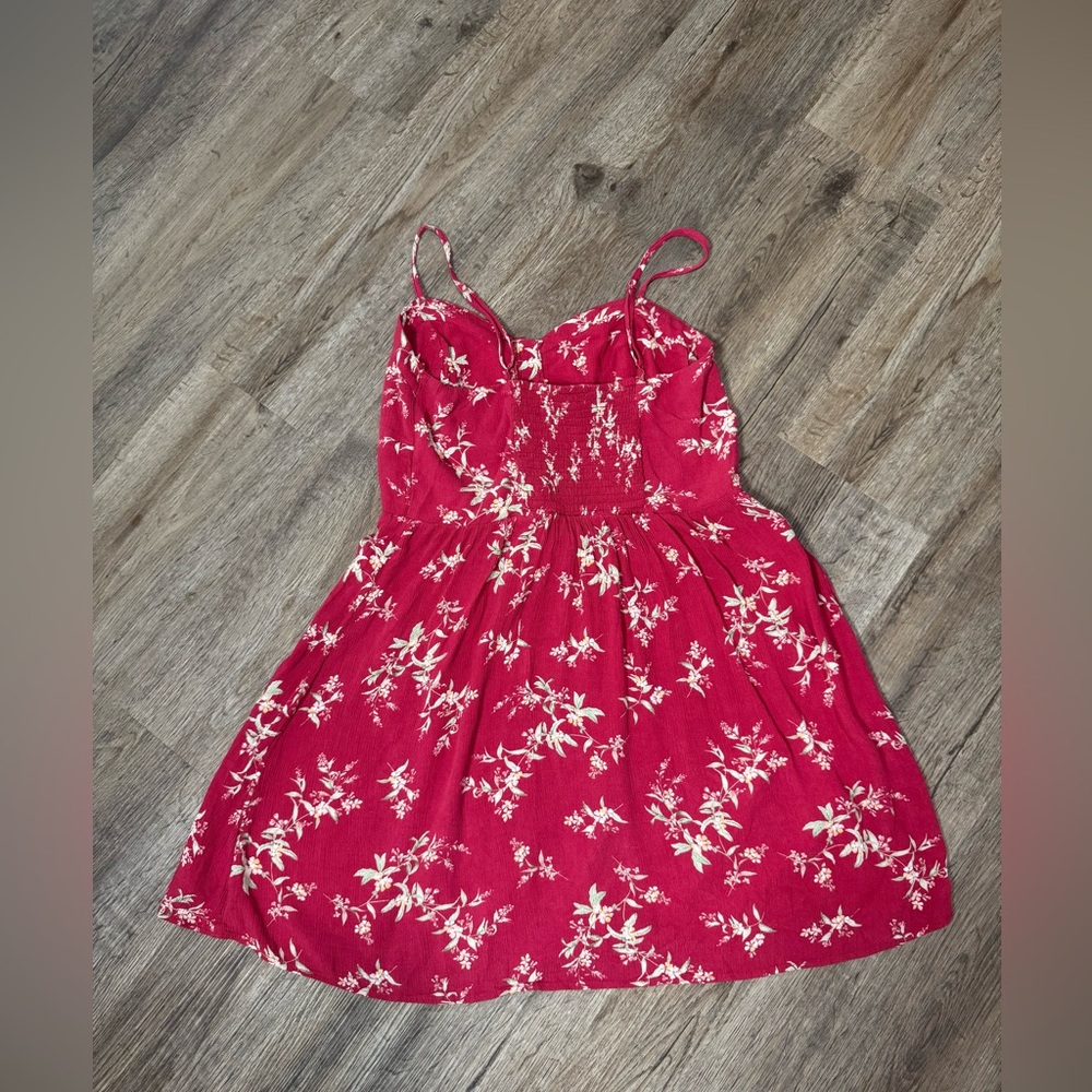 AMERICAN EAGLE Red Pink ish Floral Sweetheart Bustier Mini Fit & Flare Dress